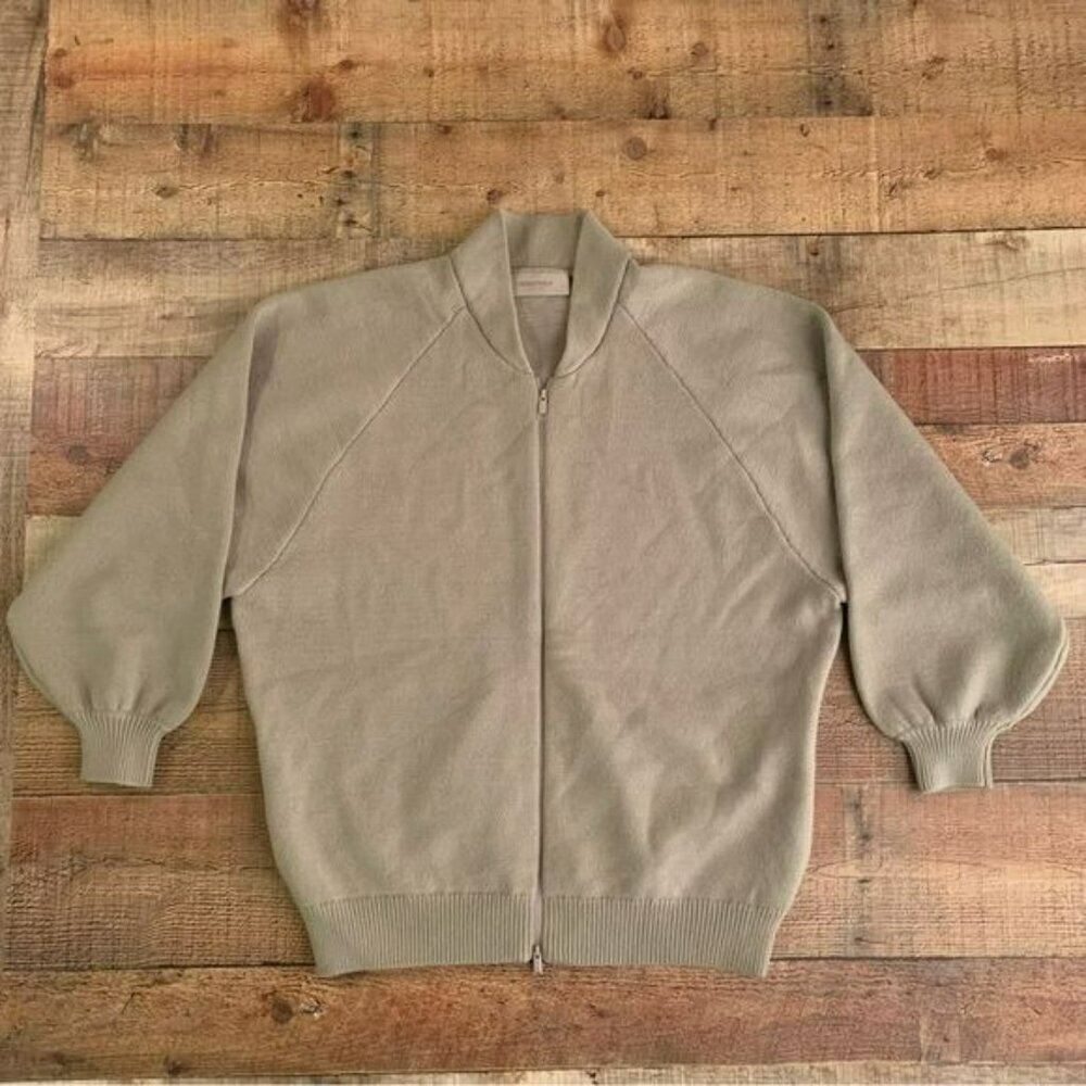 Fear of god Essentials womens green oversized full zip knit sweater -M